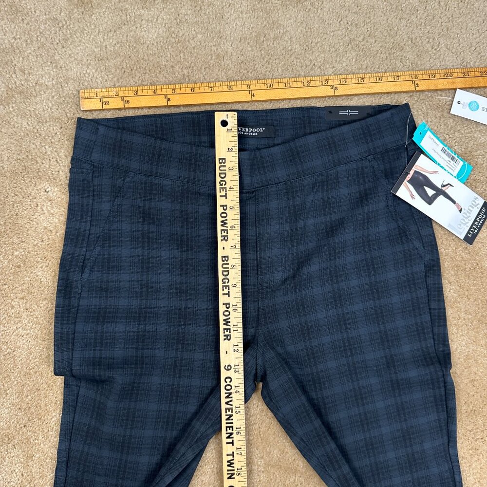 Liverpool NWT Kennedy Printed Skinny Pant Leggings Navy Plaid 14P / 32 Blue - Picture 6 of 8